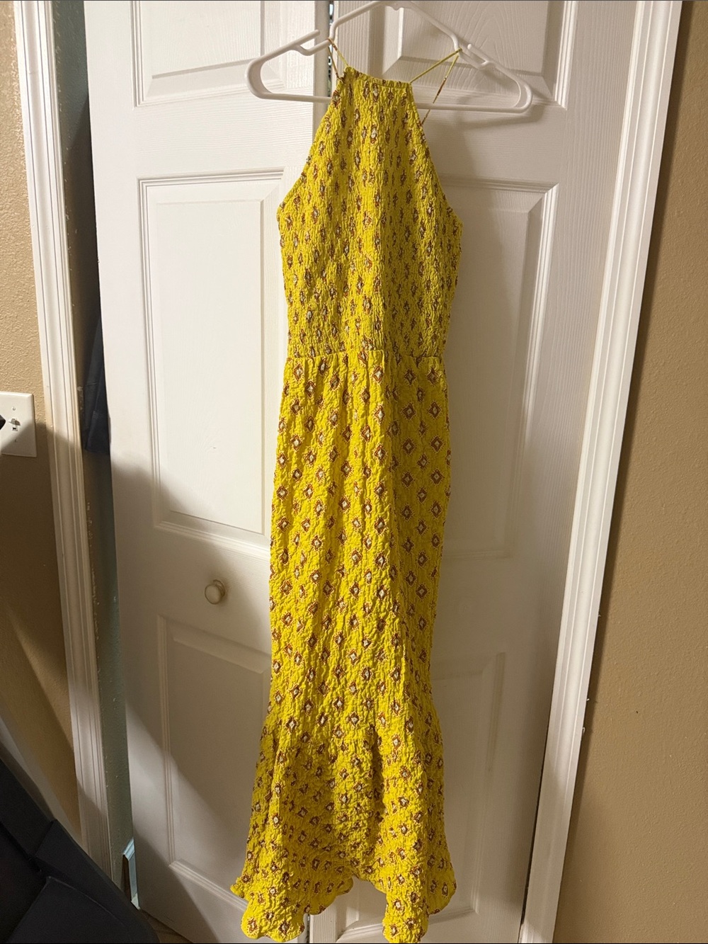 Zara Yellow Printed Halter Maxi Dress